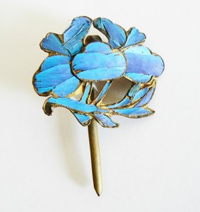 Qing Dynasty Kingfisher feather Hair Pin Chinese Antique Vintage Tian-tsui 點翠