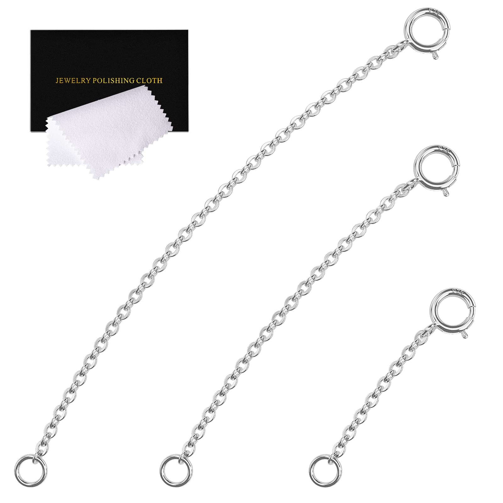 3 Pcs Necklace Extender Sterling Silver Chain Extenders for Necklaces Bracelets