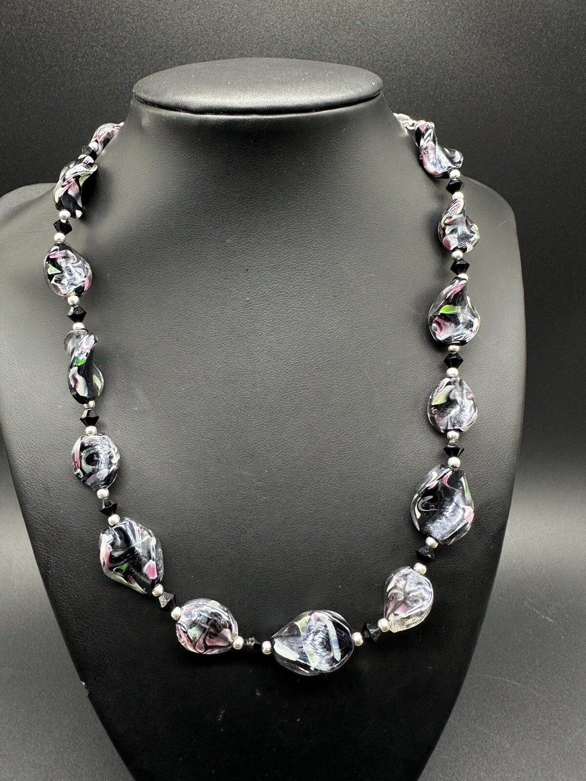 Sterling Silver Beaded Statement 20" Necklace 925 - image 2