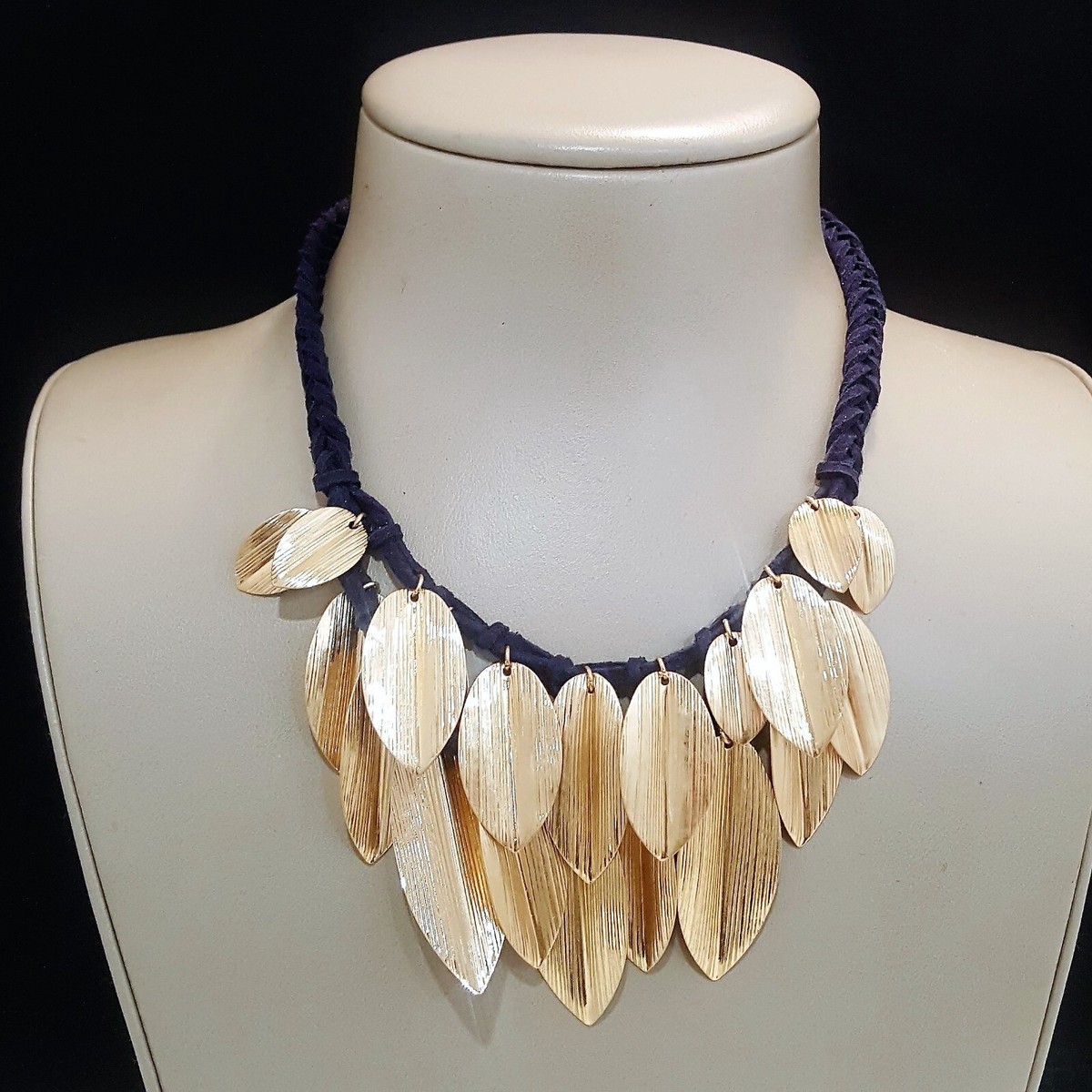 Tommy Bahama Women's Statement Necklace Golden Petals Blue Rope