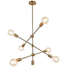 Sputnik Chandelier Gold 6 Light Fixture Living / Dining Room Pendant Lighting