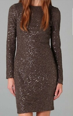 Alice + Olivia Nala Chocolate Sequin Mesh Back Cocktail Party Mini Dress  Size S | eBay