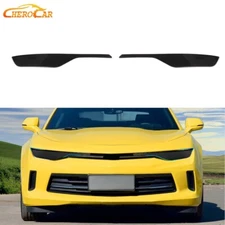 Front Headlight Lamp Cover Trim Bezels For Chevrolet Camaro 2019+ Blackened ABS