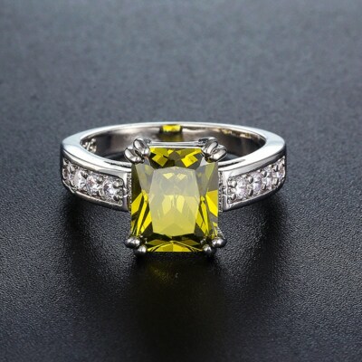 Wedding Ring Olive Green Diamond Ring Olive Green Tourmaline Ring
