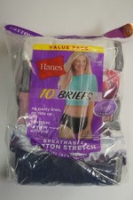 Woman's Underwear Panties Hanes Breathable Cotton Stretch Size 6 Brief 10 Pairs
