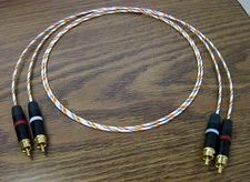 22 AWG RCA Audio Interconnect Cables 1 Meter Vintage Silver Plated PTFE Wire New