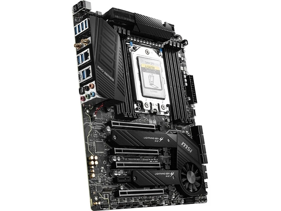 MSI TRX40 PRO WIFI AMD sTRX4 2×M.2 3-Way CrossFireX SLI ATX MOTHERBOARD - Image 4 of 4