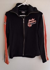 HarleyDavidson Jacket Womans Size Large Full Zip  Sweater Spellout Logo Patch
