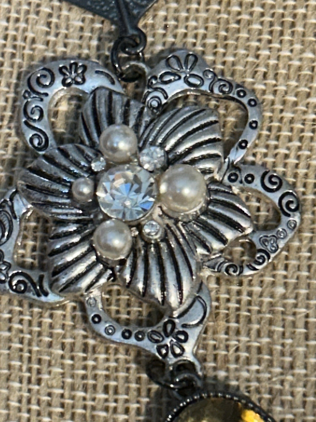 Statement Necklace Large Multi Layers Flowers Pea… - image 2