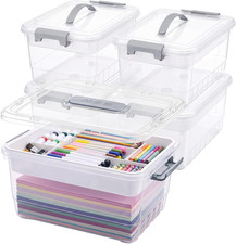 4 Packs 17 Qt Plastic Storage Bins Clear Storage Box with Lids Clear Plastic Lat