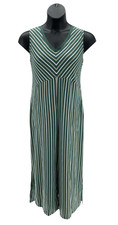 Cuddl Duds Flexwear V-Neck Women's Jumpsuit - Sagebrush Stripe Size 2X Tall