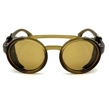 Glacier Round Sunglasses Green Designer Frame  Polarized Lenses Temple Shield