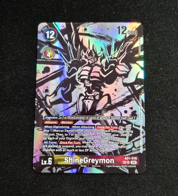 Digimon Card Game ShineGreymon AD1-016 SP SR Parallel Digimon
