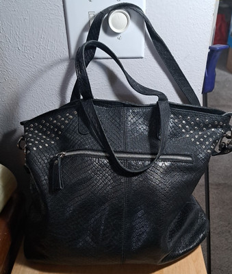 VINTAGE CLAUDIA FIRENZE ITALY LEATHER PURSE HANDBAG BLACK READ