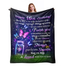 Sweet 16th Sixteen Birthday Gifts For Girls Decorations Throw Blanket 50x60