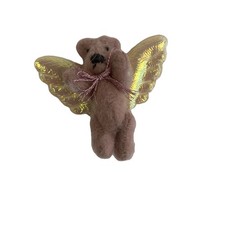 Vintage Miniature Pink Angel Teddy Bear Stuffed Animal Jointed Artist Made 2"
