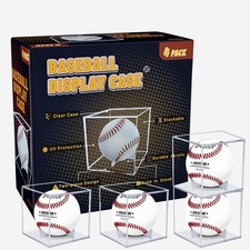 VOLEAAR 4 Pack Baseball Display Case, UV Protected 4 PACK (Color Box), Clear