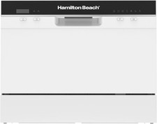 Hamilton Beach White Countertop Dishwasher 6 Place Settings 34 dBA Front Control