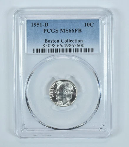 1951-D Roosevelt Dime Boston Collection MS66 FB PCGS Blue Label