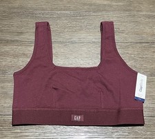 Gap Body Womens Cotton Ribbed Comfort Bralette Red Wine Burgundy Size Small NWT