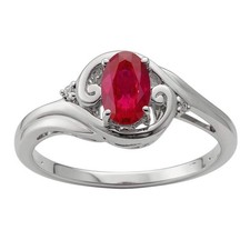 Sterling Silver Diamond  Oval Genuine Gemstone Birthstone Rings