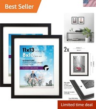 Sleek Black Picture Frames with Shatter-Resistant Glass - Gallery Set of 2