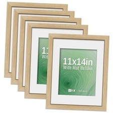 Picture Frame 5 Pack - Natural Oak, High-End Wood Poster Frames with 11x14