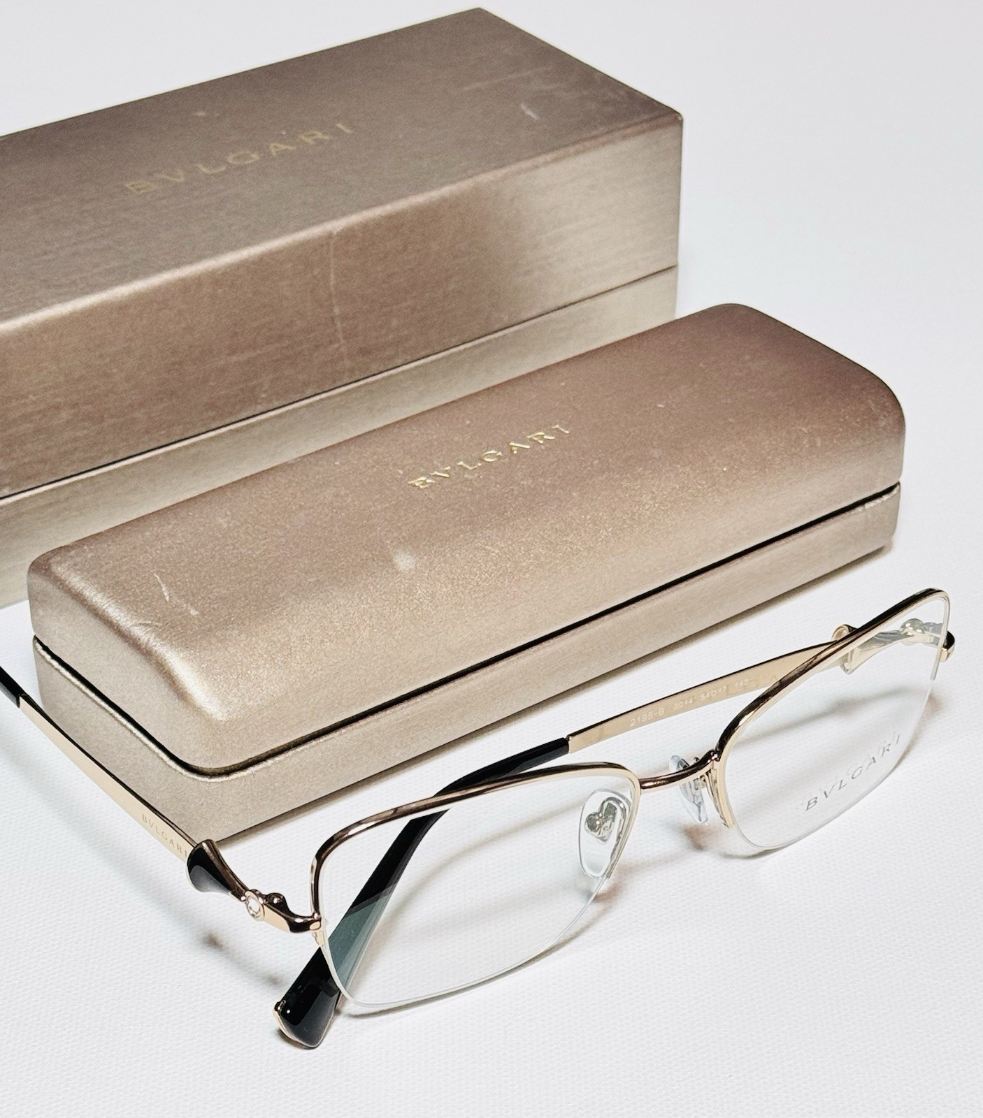 Bvlgari BV 2195-B 2014 Women Half Rimless Light Gold Eyeglasses Frame 54-17mm