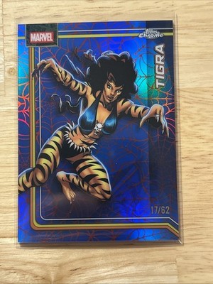 2026 Tigra Topps Chrome Marvel Spider-Web Red/Blue Refractor /62  17/62 #179