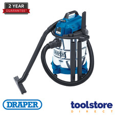 Draper 13785 Aspirapolvere 230V Bagnato e Secco con Serbatoio in Acciaio Inox, 20L, 125