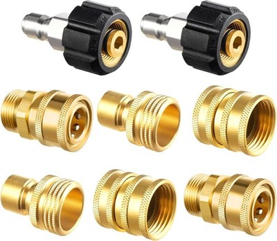 Twinkle Star Pressure Washer Adapter Set, Quick Disconnect Kit, 8 Sets, Brass 