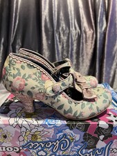 Irregular Choice Size 5 Cream&pink Glitter Floral “Lazy River” Small Heels Boxed