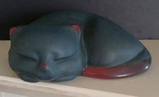 Vintage Pottery "Sleeping Cat" 20x6cm Cute Tactile Ornament