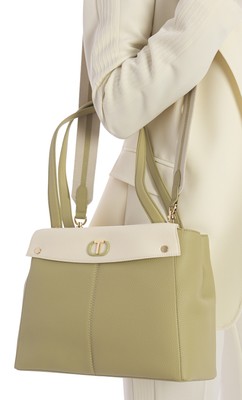 TWINSET TWO-TONE TOTE BAG WITH GREEN AND WHITE LOGO 251TB7041