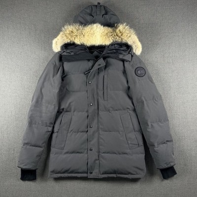 Canada Goose Carson Graphite Size M Black Label Parka Men Fur Trim Down Coat