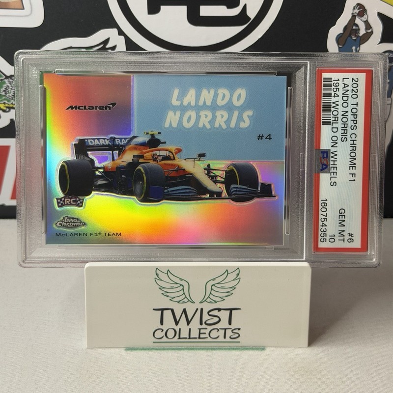 LANDO NORRIS ROOKIE 1954 WORLD ON WHEELS PSA 10 2020 TOPPS CHROME F1 #54W-6