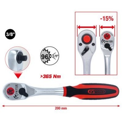 Umschaltknarre KS TOOLS 935.3890 Chrom-Vanadium-Stahl