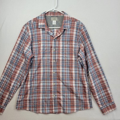 LL Bean Mens Plaid Hiking Fishing Shirt Long Sleeve Mesh Back Size Medium