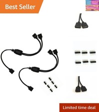 2PCS Black 4 Pins LED Splitter Cable LED Strip Connector 2 Way Splitter Y Spl...