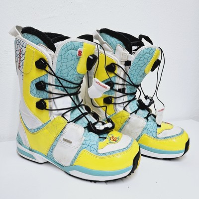 Salomon Dialogue Select Snowboardschuhe Größe UK 8,5 weiß gelb blau 