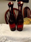 Vintage Anchor Hocking Ruby Glass Cruets Set Flared Spout — photo 2