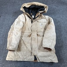 Vintage Carhartt CQ386 Arctic Quilt Lined Hooded Jacket Coat Large Distressed