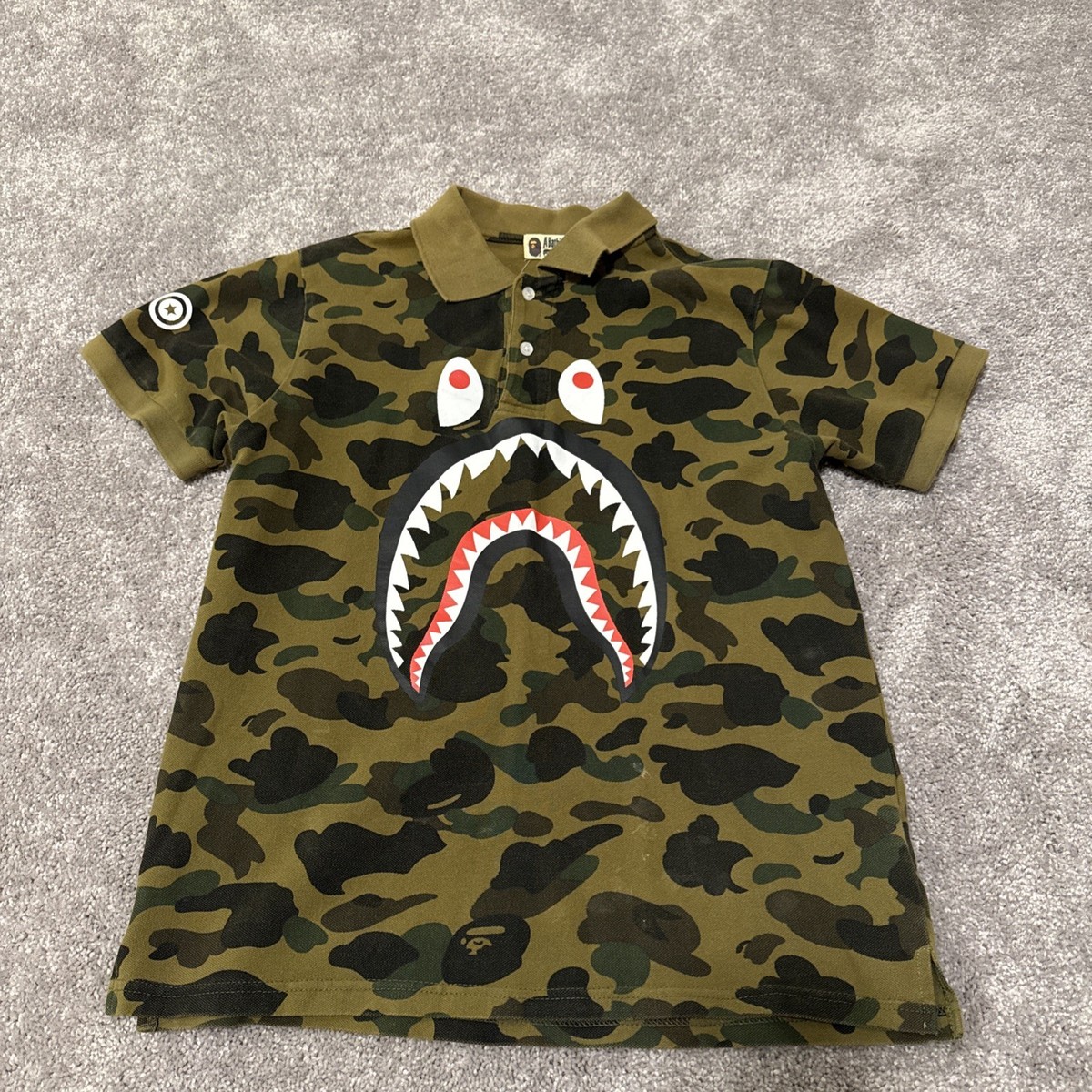 BAPE BIG SHARK POLO T-SHIRT 1ST CAMO Size xl | eBay