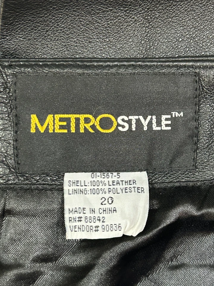 Metrostyle 100% Genuine Leather Skirt Plus Sz 20 Black Metal Chain Moto Chic - Image 4 of 4