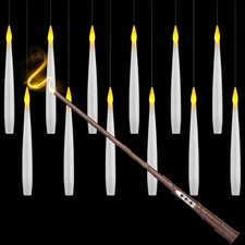 Enchanted Floating Candles Set LED Flickering Lights /w Wizard Wand Remotes