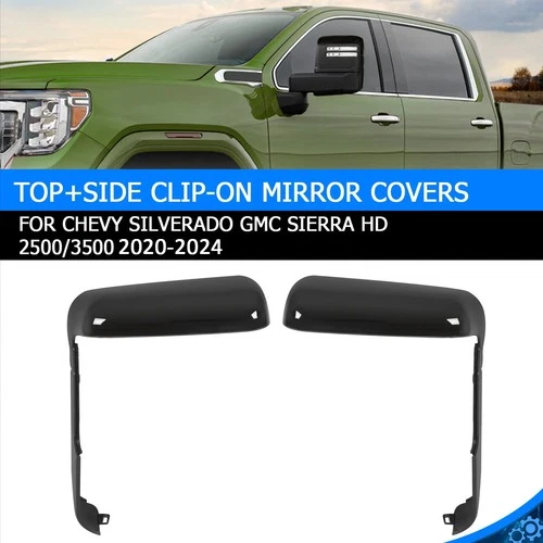 For Chevy Silverado GMC Sierra HD 2500 3500 Top&Side Mirror Cover Caps 2020-2024