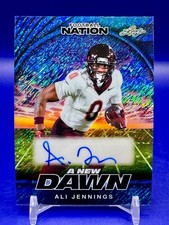 2025 Leaf Football Nation Ali Jennings #NA-AJ2 A New Dawn Blue Shimmer AUTO 1/7
