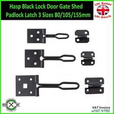 Hasp Black Lock Door Gate Shed Padlock Latch 3 Sizes 80/105/155mm