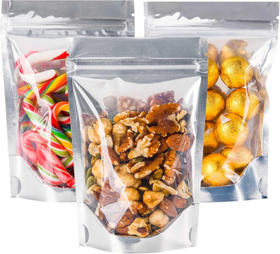 100 PACK 4X6 Mylar Bags for Food Storage Resealable Stand up Bags for Small Busi