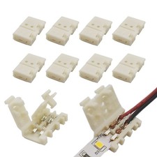 2-Pin 8mm LED Connectors Solderless Unwired Clips - DIY Strip to Wire Quick C...